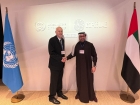 AKF’s General Manager, Michael Kocher, meets with H.E. Dr Tariq Al Gurg, CEO of Dubai Cares, at COP28.  AKF